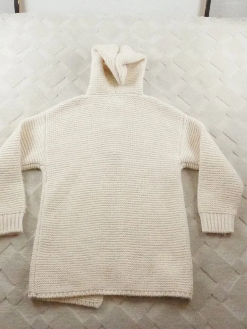 Zara Knit Cardigan Sweater Girls 11-12 Youth Knot Tie Closure White Crewam